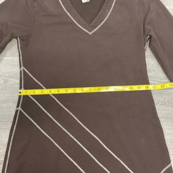 Aventura Organic Cotton Long Sleeve V-neck Brown Teagan Dress Details M - Picture 11 of 16